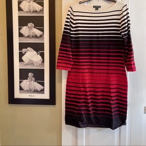 Ralph Lauren white black and red stripped dress size L